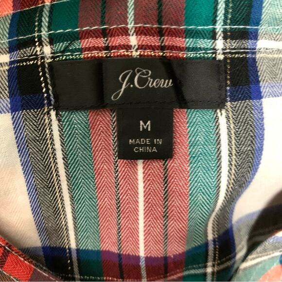 J. Crew Snowy Tartan Plaid Ruffle Popover Top Size Medium - Picture 9 of 9